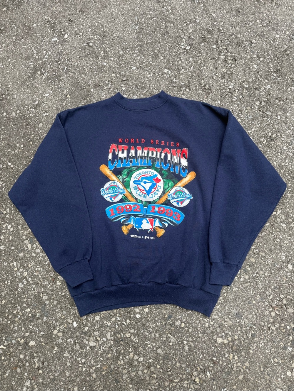 Toronto Blue Jays Navy World Series Champions Crewneck Sweatshirt 1992 Vintage